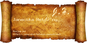 Janecska Hetény névjegykártya